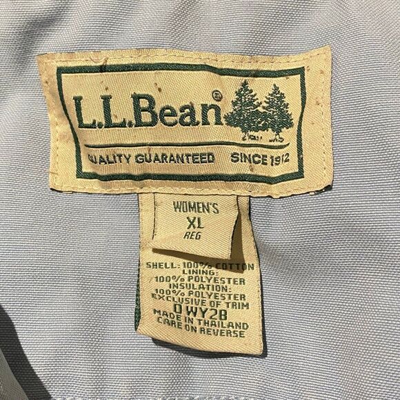 L.L. Bean Quilted Insulated Blue Canvas Barn Chore Coat Women's Size X-Large - Picture 10 of 12
